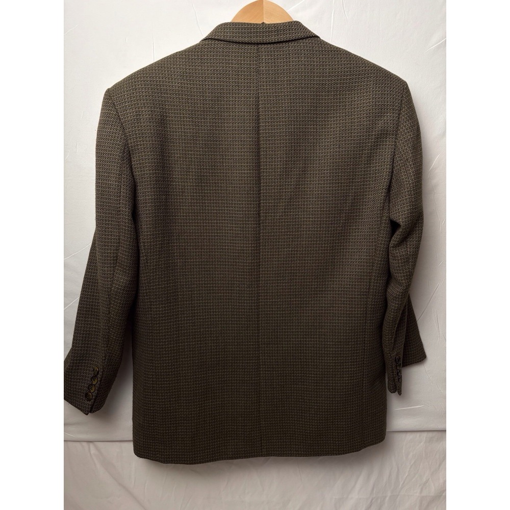 Vintage Men's Bob Mackie Classic Wool Blend Blazer Brown 42 90's USA Houndstooth - Picture 3 of 10